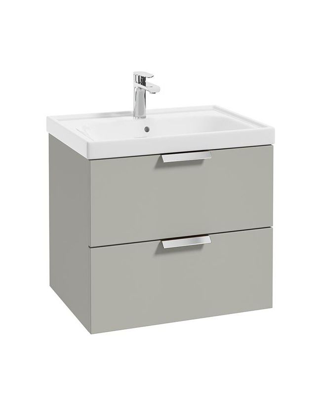 STOCKHOLM Wall Hung 60cm Two Drawer Unit Matt Arctic Grey &amp; Handles