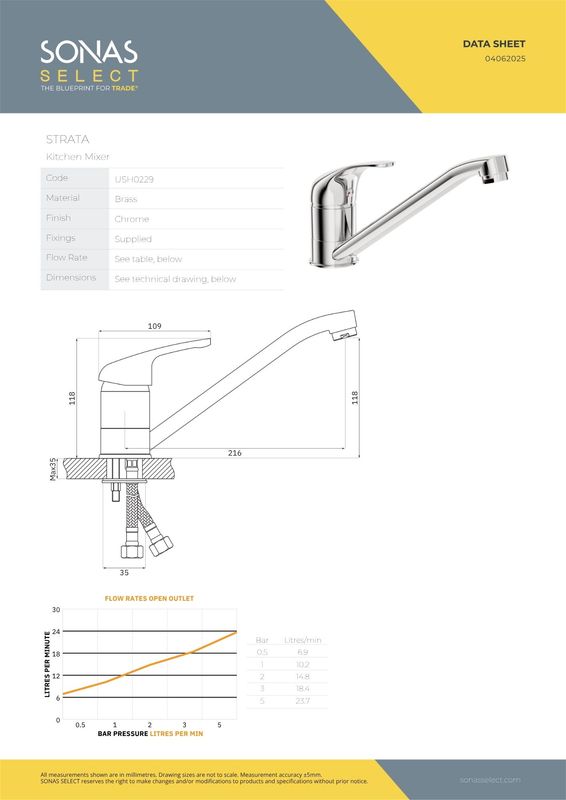STRATA Kitchen Mixer Chrome