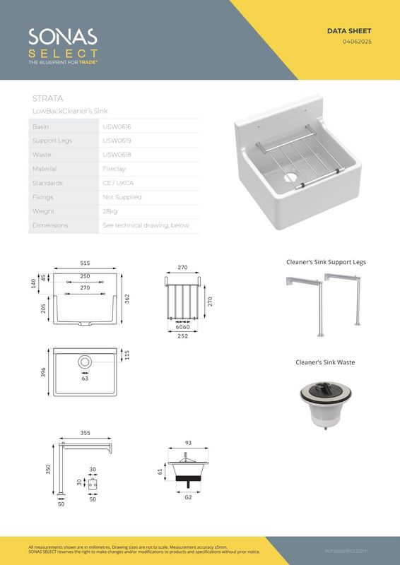 STRATA Low Back Cleaners Sink White
