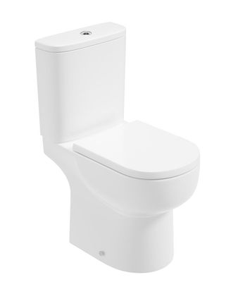 VIA Rimless Comfort Height Open Back Close Coupled WC &amp; Alpha Soft Close Seat