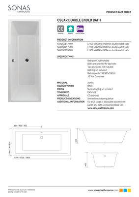 SONAS Oscar Double Ended Bath