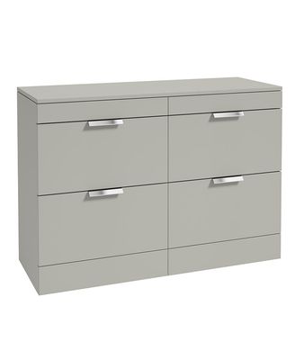 STOCKHOLM Floorstanding 120cm Four Drawer Countertop Unit Matt Arctic Grey &amp; Handle