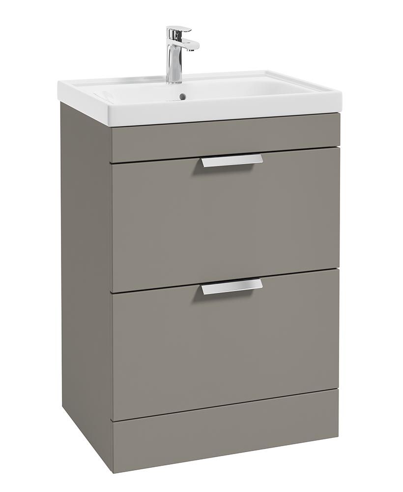STOCKHOLM Floorstanding 60cm Two Drawer Unit Matt Khaki &amp; Handles