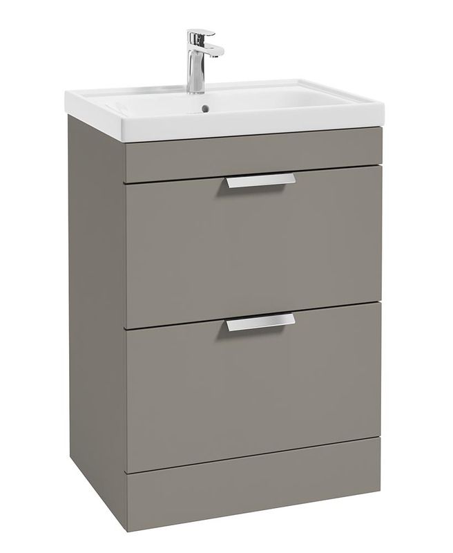 STOCKHOLM Floorstanding 60cm Two Drawer Unit Matt Khaki &amp; Handles