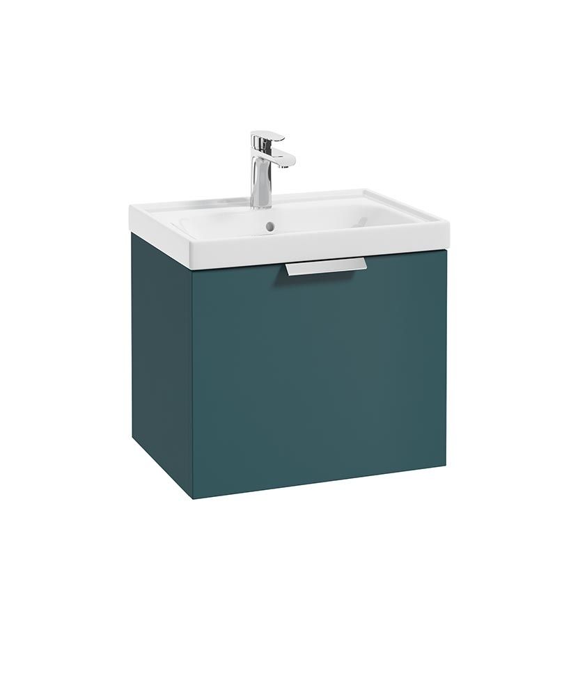 STOCKHOLM Wall Hung  50cm Single Drawer Unit Matt Ocean Blue &amp; Handle