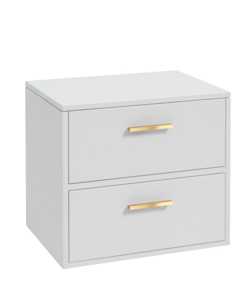 SONAS Finland 60cm Countertop Wall Hung Vanity Unit Matt White- Brushed Gold Hardware