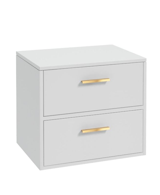 SONAS Finland 60cm Countertop Wall Hung Vanity Unit Matt White- Brushed Gold Hardware