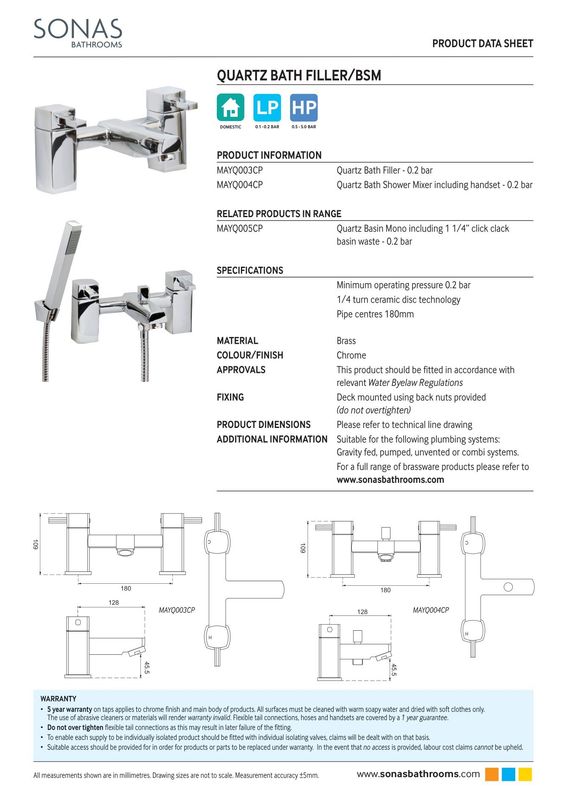 SONAS Quartz Bath Shower Mixer Chrome