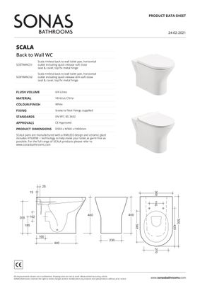 SONAS Scala Back to Wall Rimless WC