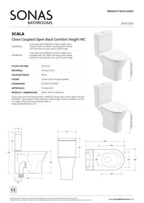 SONAS Scala Comfort Height Close Coupled Rimless WC