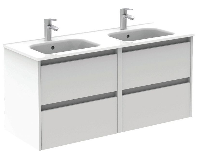 SONAS Smart 120cm Gloss White Wall Hung 4 Drawer Double Vanity Unit