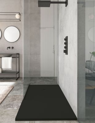 Square Black Slate Shower Tray &amp; Grid