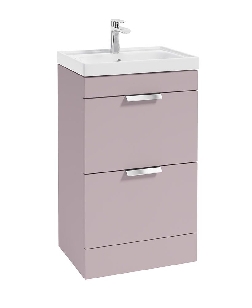 STOCKHOLM Floorstanding 50cm Two Drawer Unit Matt Cashmere Pink &amp; Handles