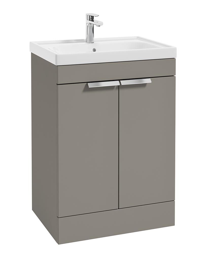 STOCKHOLM Floorstanding 60cm Two Door Unit Matt Khaki &amp; Brushed Chrome Handles