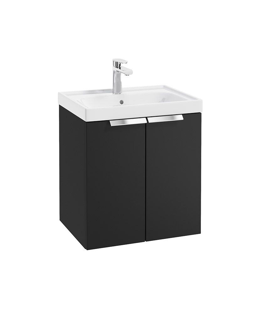 STOCKHOLM Wall Hung 50cm Two Door Unit Matt Black &amp; Handles