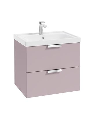 STOCKHOLM Wall Hung 60cm Two Drawer Unit Matt Cashmere Pink &amp; Handles