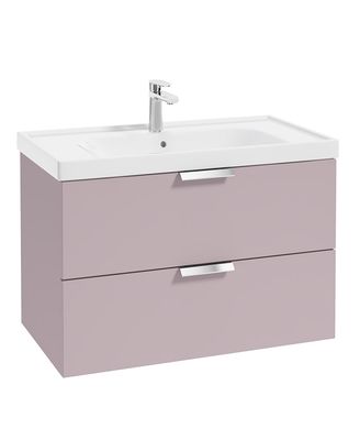 STOCKHOLM Wall Hung 80cm Two Drawer Unit Matt Cashmere Pink &amp; Handles