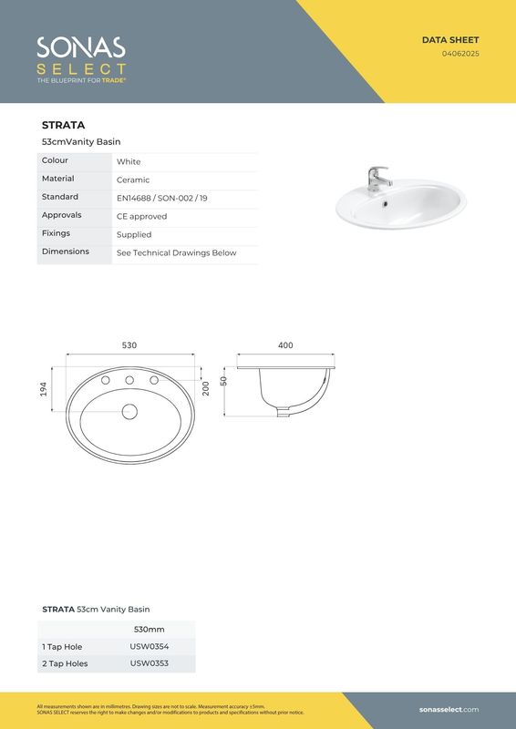 STRATA 53cm Vanity Basin