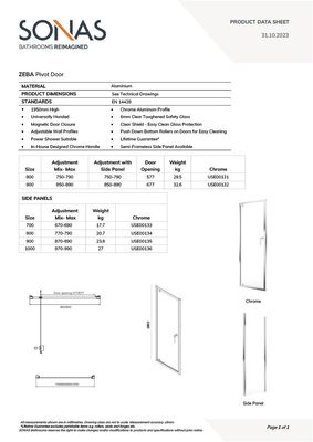 ZEBA Pivot Door Chrome