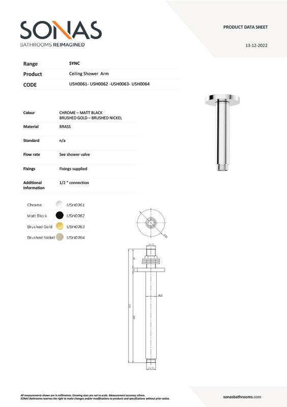 SONAS HAKK Thermostatic Shower Set 1 Chrome with Ceiling Arm