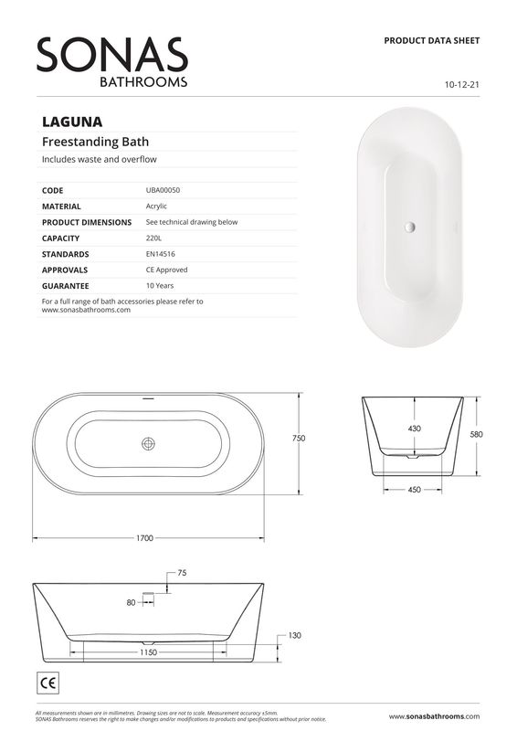 SONAS Laguna Free Standing Bath
