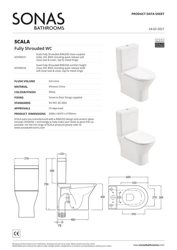 SONAS Scala Fully Shrouded Rimless WC