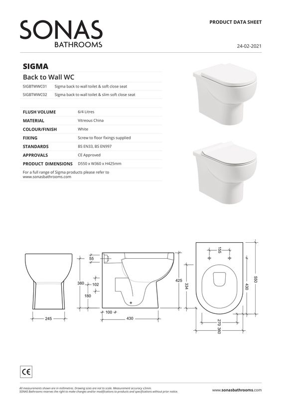 SONAS Sigma Back To Wall WC