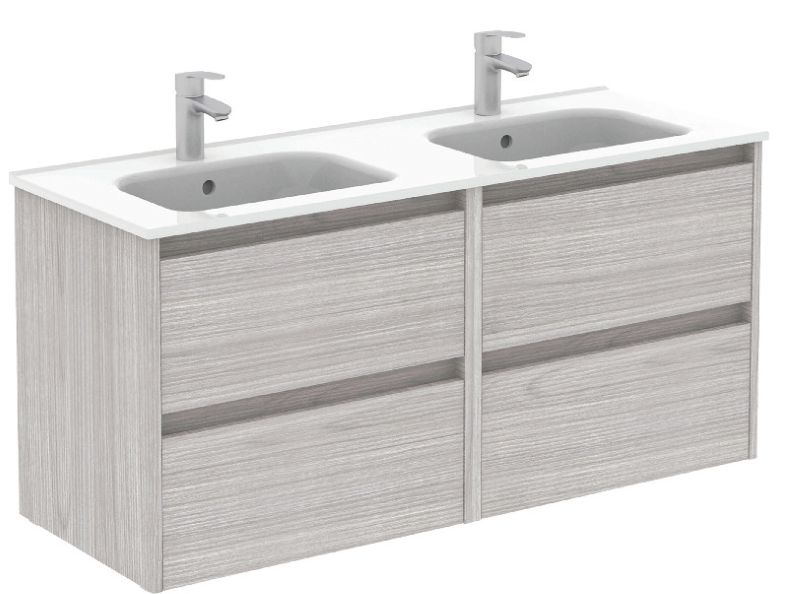 SONAS Smart 120cm Sandy Grey Wall Hung 4 Drawer Double Vanity Unit