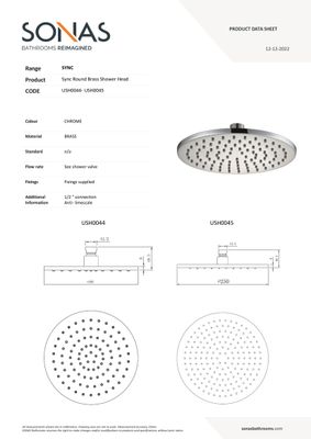 SONAS Sync Round Brass Shower Head Chrome