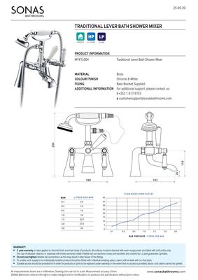 SONAS Traditional Lever Bath Shower Mixer Chrome