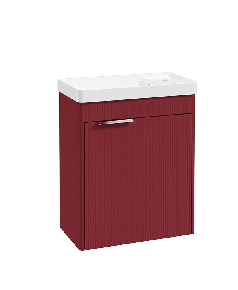 REED Wall Hung 55cm Single Door Cloakroom Vanity Unit Ruby Fern &amp; Handle