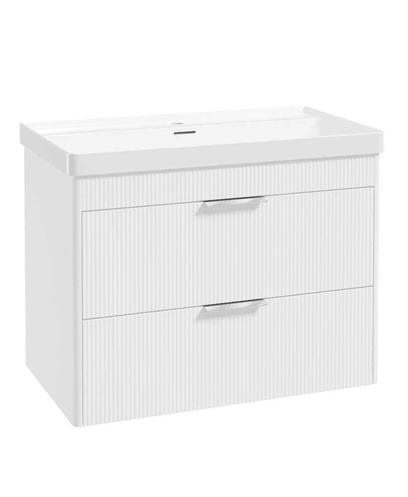 REED Wall Hung 80cm Two Drawer Vanity Unit Lakeshore Lily &amp; Basin  &amp;  Handles