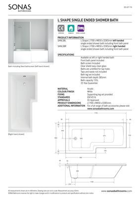 SHAPE 1700x850mm Bath &amp; Panel White with Bath Screen Chrome