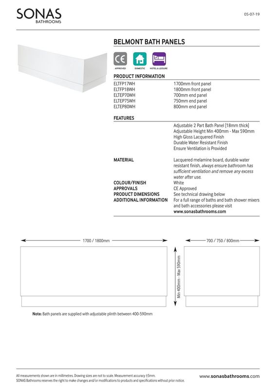 SONAS Belmont White Wooden Bath End Panels