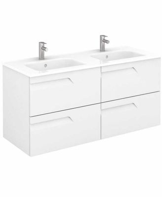 SONAS Brava 120cm Gloss White 4 Drawer Floor Standing Double Vanity Unit