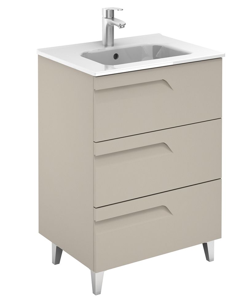 SONAS Brava 60cm Smokey Matt 3 Drawer Floor Standing Vanity Unit