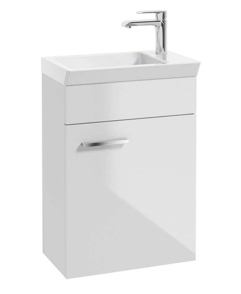 SONAS Charm 45cm Gloss White Wall Hung Cloakroom Vanity Unit- Chrome Hardware
