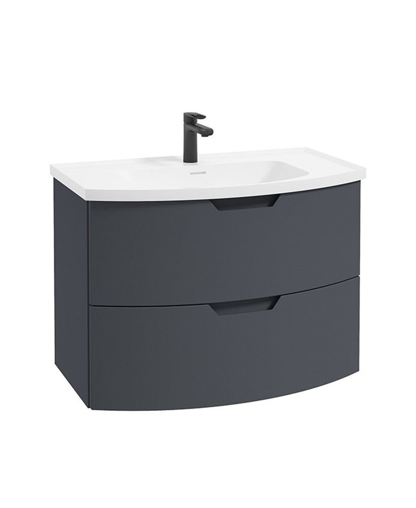 SONAS Arc 80cm Night Sky Blue Matt 2 Drawer Wall Hung Vanity Unit