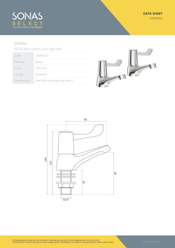 SONAS Deck Mounted Lever Taps Pair