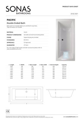 PACIFIC Double Ended Bath White