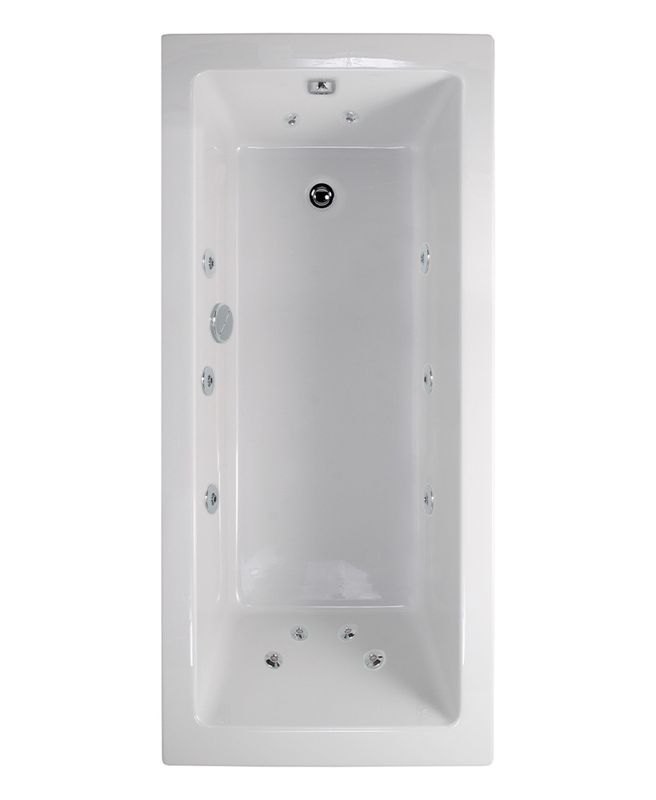 PACIFIC Single Ended 12 Chrome Jet Whirlpool Bath White
