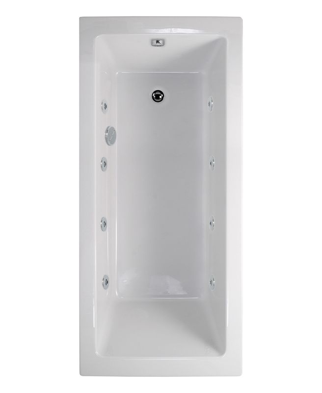 PACIFIC Single Ended 8 Chrome Jet Whirlpool Bath White