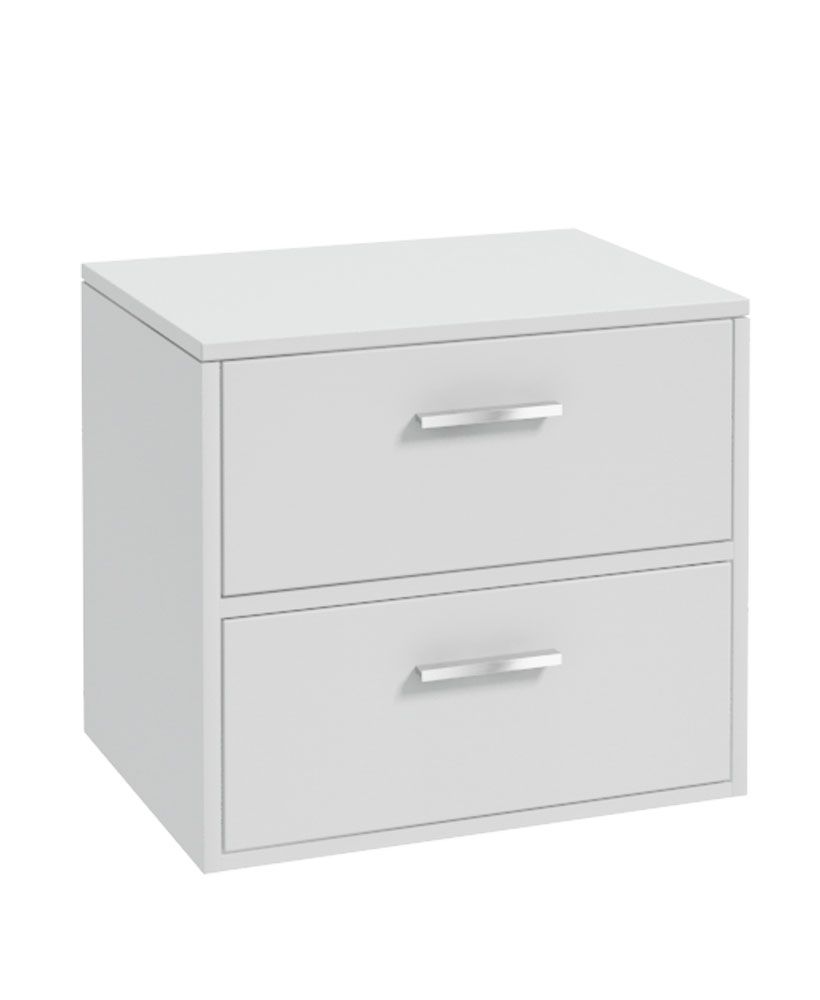 FINLAND Wall Hung 60cm Two Drawer Countertop Unit Matt White &amp; Handles