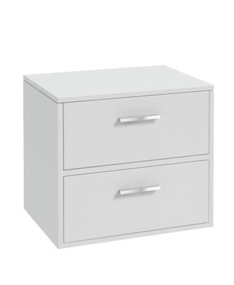 FINLAND Wall Hung 60cm Two Drawer Countertop Unit Matt White &amp; Handles