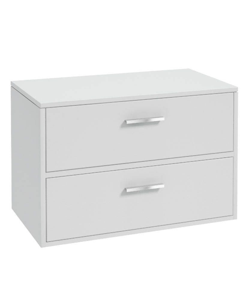 FINLAND Wall Hung 80cm Two Drawer Countertop Unit Matt White &amp; Handles