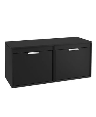 FJORD Wall Hung 120cm Four Drawer Countertop Unit Matt Black &amp; Handles