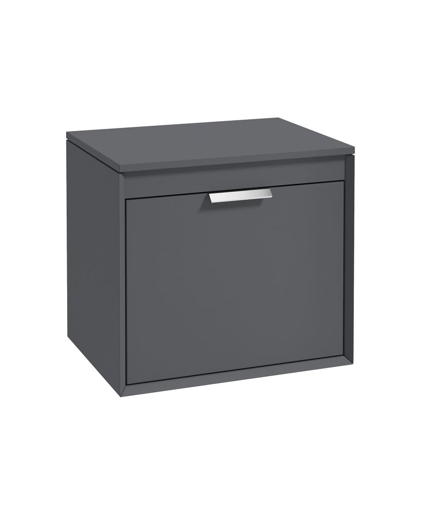 FJORD Wall Hung 60cm Two Drawer Countertop Unit Matt Midnight Grey &amp; Handle