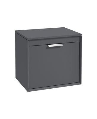 FJORD Wall Hung 60cm Two Drawer Countertop Unit Matt Midnight Grey &amp; Handle
