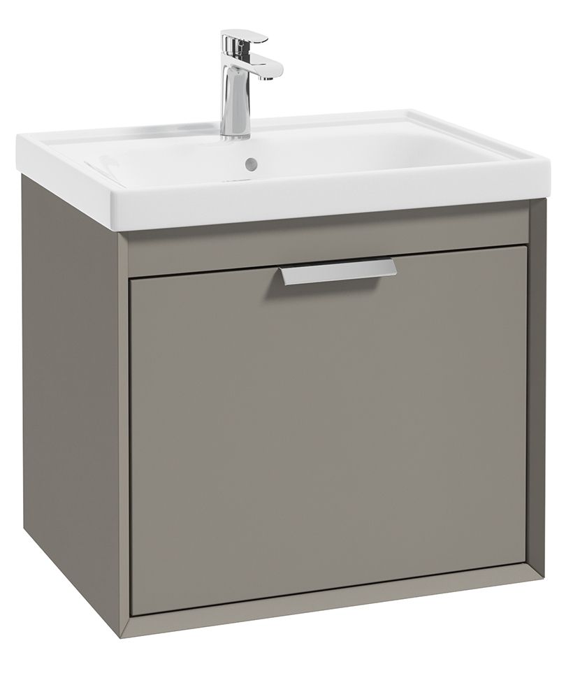 FJORD Wall Hung 60cm Two Drawer Unit Matt Khaki &amp; Handle