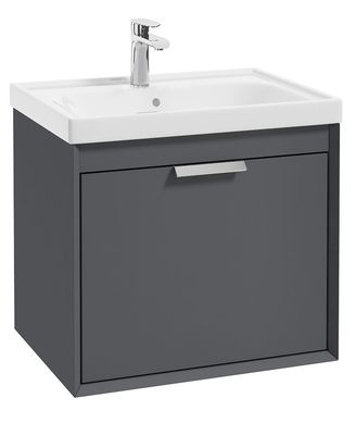 FJORD Wall Hung 60cm Two Drawer Unit Matt Midnight Grey &amp; Handle